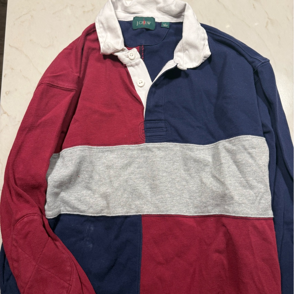 J. Crew Red, Blue, and Gray Rugby Shirt